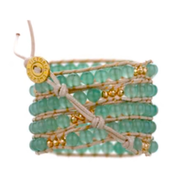#2 💕 Wrap around-Leather, aventurine stone, 14K gold beads bracelet. - Picture 2 of 2